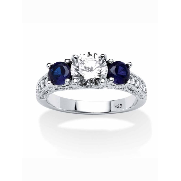 PalmBeach Jewelry Cubic Zirconia and Simulated Blue Sapphire
