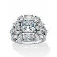 thumbnail image 1 of PalmBeach Jewelry Cushion-Cut Cubic Zirconia 2-Piece Jacket Wedding Ring Set 4.56 TCW in Platinum-plated Sterling Silver, 1 of 6