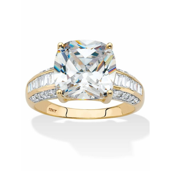 PalmBeach Jewelry Cushion Cut Cubic Zirconia Engagement Anniversary Ring 3.28 TCW Solid 10k White or Yellow Gold