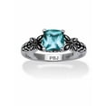 thumbnail image 1 of PalmBeach Jewelry Cushion-Cut Simulated Birthstone Butterfly and Scroll Ring in Antiqued Sterling Silver, 1 of 4