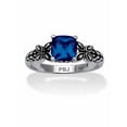 thumbnail image 1 of PalmBeach Jewelry Cushion-Cut Simulated Birthstone Butterfly and Scroll Ring in Antiqued Sterling Silver, 1 of 4