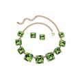 thumbnail image 1 of PalmBeach Jewelry Cushion-Cut Simulated Birthstone Crystal 2-Piece Necklace and Stud Earrings Set in Goldtone Adjustable 18"-21", 1 of 4