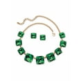 thumbnail image 1 of PalmBeach Jewelry Cushion-Cut Simulated Birthstone Crystal 2-Piece Necklace and Stud Earrings Set in Goldtone Adjustable 18"-21", 1 of 4