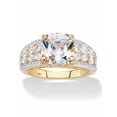 thumbnail image 1 of PalmBeach Jewelry Cushion-Cut and Marquise-Cut Cubic Zirconia Engagement Ring 4.35 TCW in Platinum-Plated or Yellow Gold-Plated Sterling Silver, 1 of 5