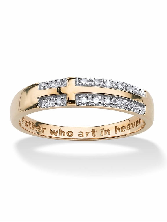 Diamond Accent 10k Yellow Gold Lord's Prayer Cross Ring
