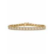 PALMBEACH JEWELRY Diamond Cut Diamond Accent Platinum or 18k Gold Plated Two-Tone S-Link Bracelet 7.5"