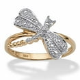thumbnail image 1 of PalmBeach Jewelry Diamond Accent 18k Gold-plated Sterling Silver Dragonfly Ring, 1 of 5
