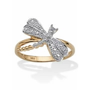 PalmBeach Jewelry Diamond Accent 18k Gold-plated Sterling Silver Dragonfly Ring