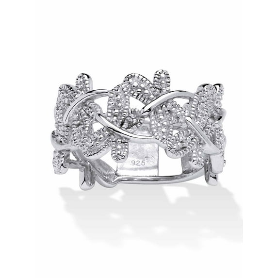 PalmBeach Jewelry Diamond Accent Butterfly Band in Gold-Plated or Platinum-Plated Sterling Silver