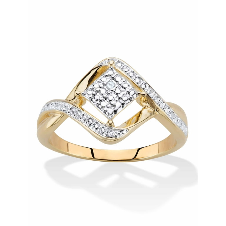 PalmBeach Jewelry Diamond Accent Cluster Bypass Ring Gold Plated
