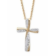 PALMBEACH JEWELRY Diamond Accent Cross Pendant Necklace in Platinum-Plated or Yellow Gold-Plated Sterling Silver 18"