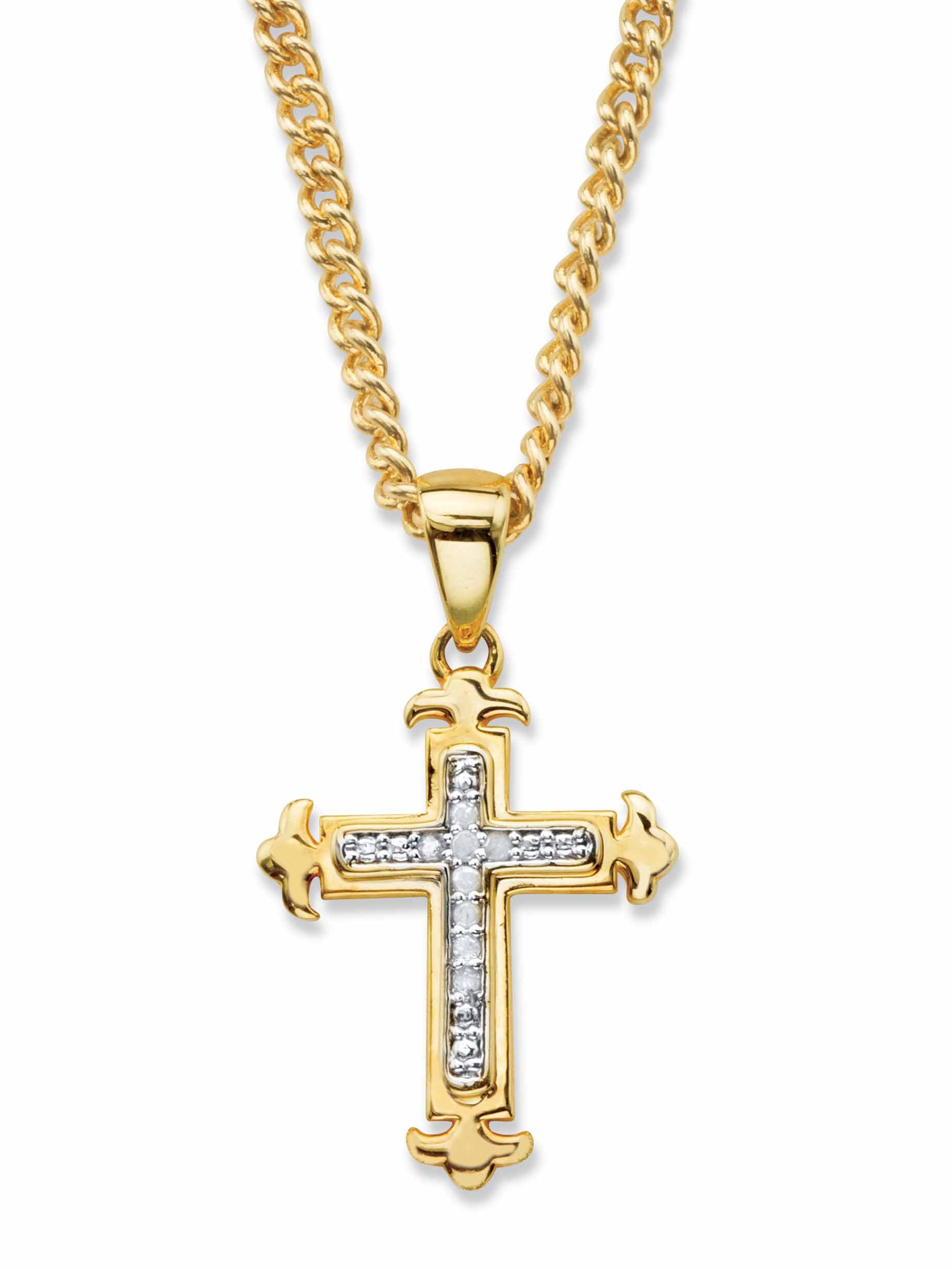 PalmBeach Jewelry Diamond Accent Cross Pendant Necklace with Decorative