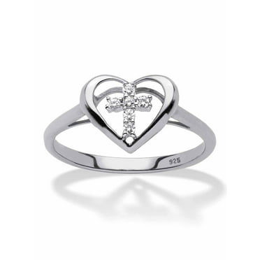 1/10 TCW Round Diamond Crossover Heart Ring in 18k Yellow Gold over ...