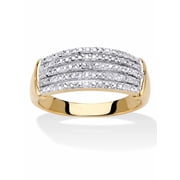PalmBeach Jewelry Diamond Accent Gold-Plated Multi-Row Anniversary Ring Band