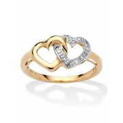PalmBeach Jewelry Diamond Accent Interlocking Heart Promise Ring in 18k Gold-Plated or Platinum-Plated Sterling Silver
