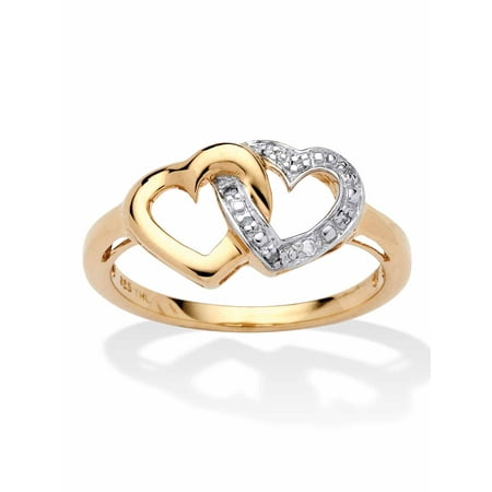 PalmBeach Jewelry Diamond Accent Interlocking Heart Promise Ring in 18k Gold-Plated or Platinum-Plated Sterling Silver