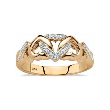 PalmBeach Jewelry Diamond Accent Interlocking Hearts Promise Ring in 18K Gold or Platinum Plated Sterling Silver