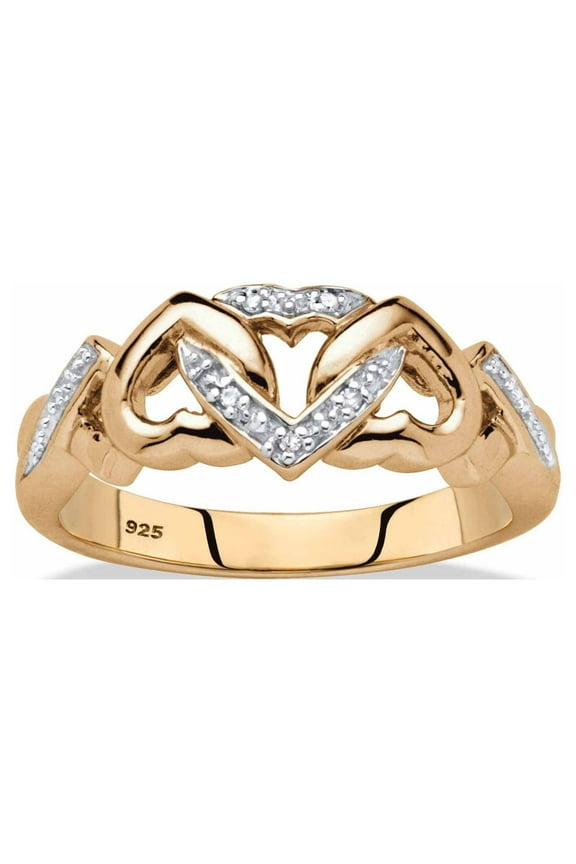 Diamond Accent Interlocking Hearts Promise Ring in 18K Gold or Platinum Plated Sterling Silver