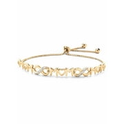PalmBeach Jewelry Diamond Accent "Mom" Infinity Drawstring Slider Bracelet in 14k Yellow Gold-plated Sterling Silver 10" Adjustable