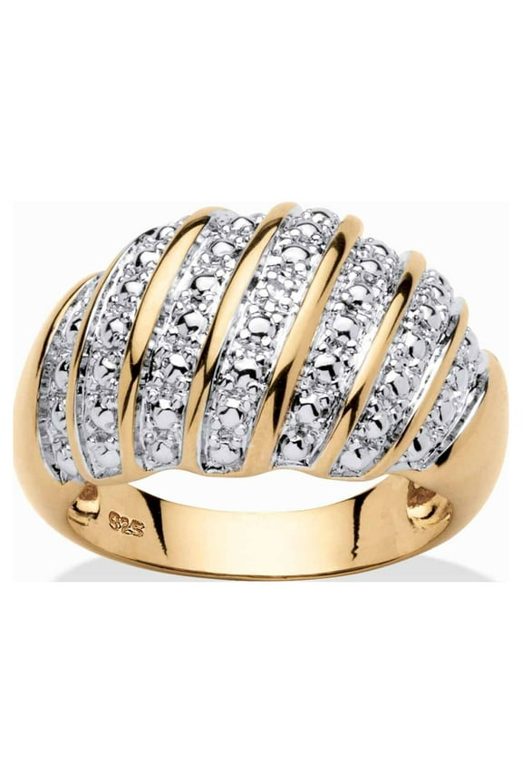 Diamond Accent Pave-Style Dome Ring in 14k Gold-plated Sterling Silver
