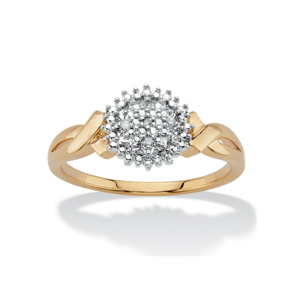 PalmBeach Jewelry Diamond Accent Round Two-Tone Gold-Plated Cluster Crossover Ring