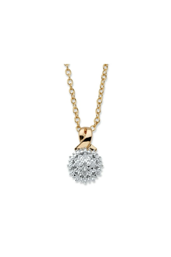 Diamond Accent Round Two-Tone Gold-Plated Cluster Pendant Necklace 18"-20"