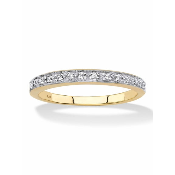 PalmBeach Jewelry Diamond Accent Single Row Ring Band in 18k Gold-Plated or Platinum-Plated Sterling Silver