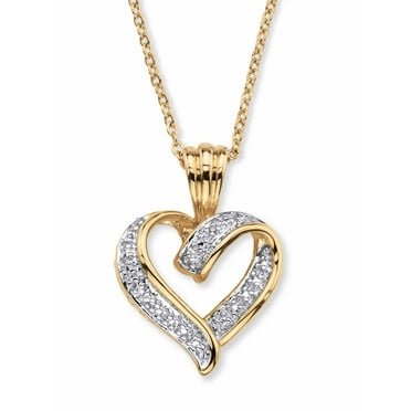 PalmBeach Jewelry Diamond Accent Two-Tone Pave-Style Looped Heart Pendant Necklace 18k Gold-Plated 18"