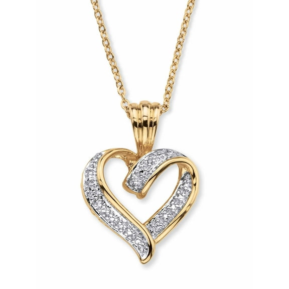 PalmBeach Jewelry Diamond Accent Two-Tone Pave-Style Looped Heart Pendant Necklace 18k Gold-Plated 18"