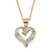 PalmBeach Jewelry Diamond Accent Two-Tone Pave-Style Looped Heart Pendant Necklace 18k Gold-Plated 18"-19"