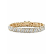 PalmBeach Jewelry Diamond Accent Two-Tone Pave-Style S-Link Tennis Bracelet Gold-Plated 7" or 8"