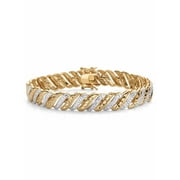 PALMBEACH JEWELRY Diamond Cut Diamond Accent Platinum or 18k Gold Plated Two-Tone S-Link Bracelet 7.5"
