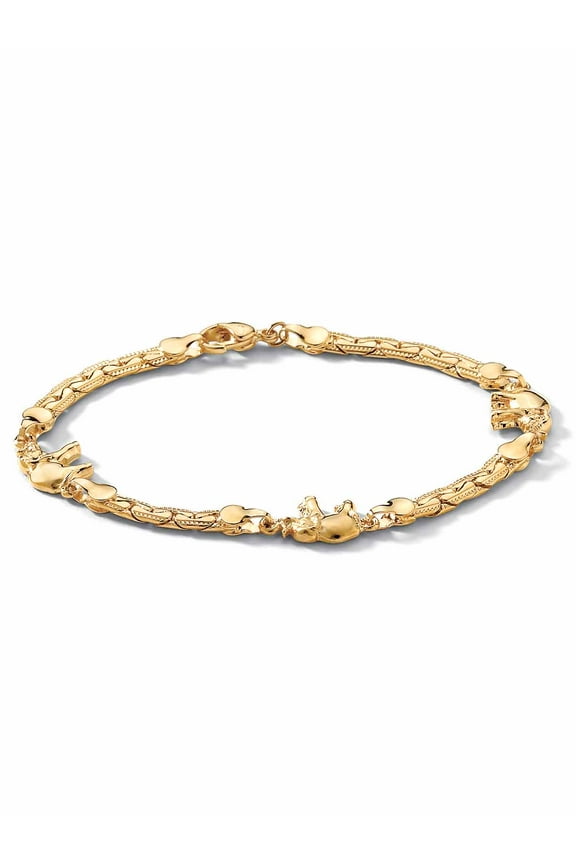 Elephant Ankle Bracelet in Yellow Goldtone 10"