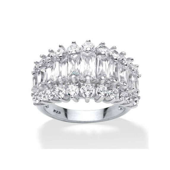 PalmBeach Jewelry Emerald-Cut Cubic Zirconia Engagement Anniversary Ring 4.38 TCW in Gold-Plated or Platinum-Plated Sterling Silver