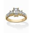 thumbnail image 1 of PalmBeach Jewelry Emerald-Cut Cubic Zirconia Step Top Scroll Ring 1.27 TCW in Solid 10k Gold, 1 of 5