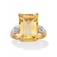 thumbnail image 1 of PalmBeach Jewelry Emerald- Cut Genuine Citrine and White Topaz Two-Tone Cocktail Ring 7.42 TCW Gold-Plated Sterling Silver, 1 of 5