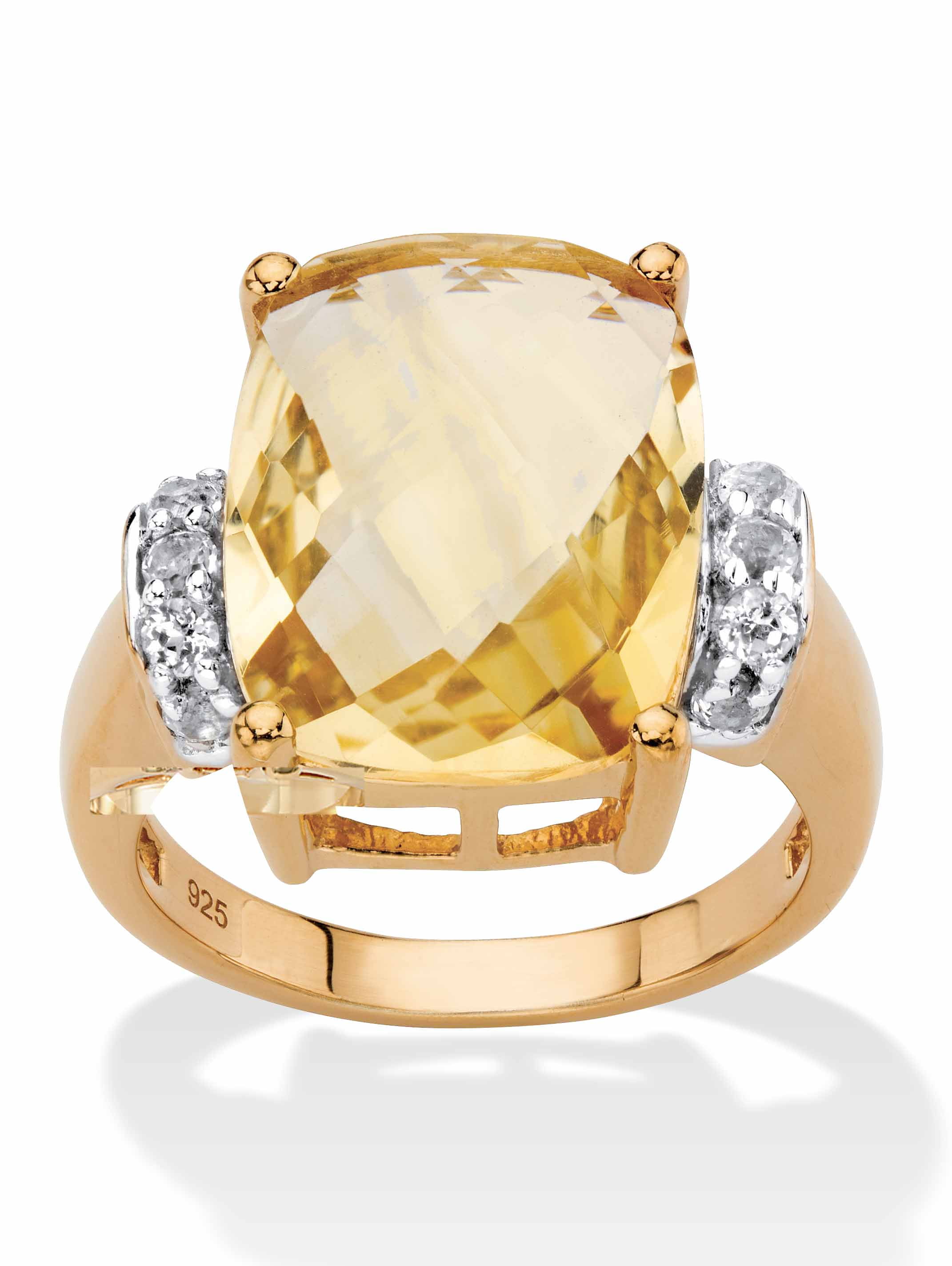 PalmBeach Jewelry Emerald-Cut Gemstone Cocktail Ring, White Tanzanite, Gold-Plated or Sterling Silver