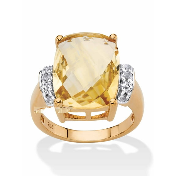 PalmBeach Jewelry Emerald-Cut Genuine Gemestone and White Tanzanite Cocktail Ring in Gold-Plated or Sterling Silver