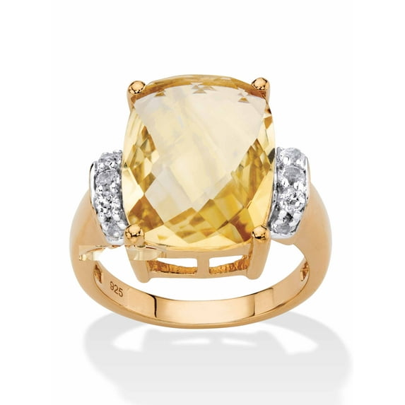 PalmBeach Jewelry Emerald-Cut Genuine Gemestone and White Tanzanite Cocktail Ring in Gold-Plated or Sterling Silver