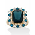 thumbnail image 1 of PalmBeach Jewelry Emerald-Cut Genuine Smoky Topaz, Mystic Fire Purple or Blue Glass and CZ Accent Halo Cocktail Ring Gold-Plated, 1 of 5