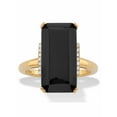 thumbnail image 1 of PalmBeach Jewelry Emerald-Cut Smoky Quartz Yellow Citrine or Black Onyx and White Topaz Cocktail Ring 11.64 TCW 18k Gold-Plated Sterling Silver, 1 of 5
