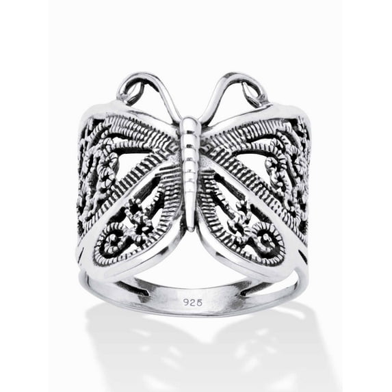 PalmBeach Jewelry Filigree .925 Sterling Silver Butterfly Wrap Ring