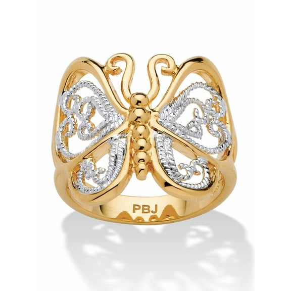 PalmBeach Jewelry Filigree Butterfly Ring in 18k Gold-Plated