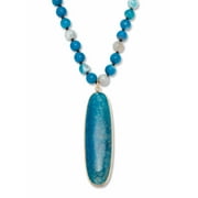 PalmBeach Jewelry Genuine Blue Agate Cabochon Goldtone Drop Necklace, 34 inches