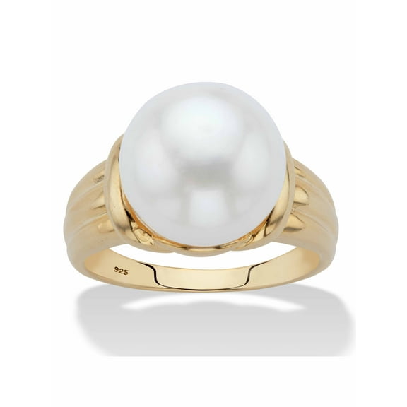 PalmBeach Jewelry Genuine Freshwater Cultured Pearl Ring in 14k Gold-plated Sterling Silver (11mm)