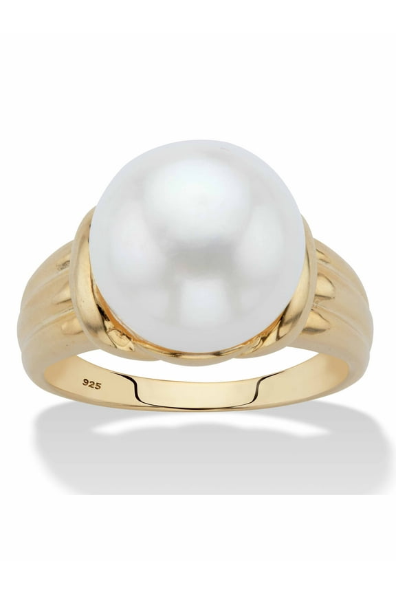 Genuine Freshwater Cultured Pearl Ring in 14k Gold-plated Sterling Silver (11mm)