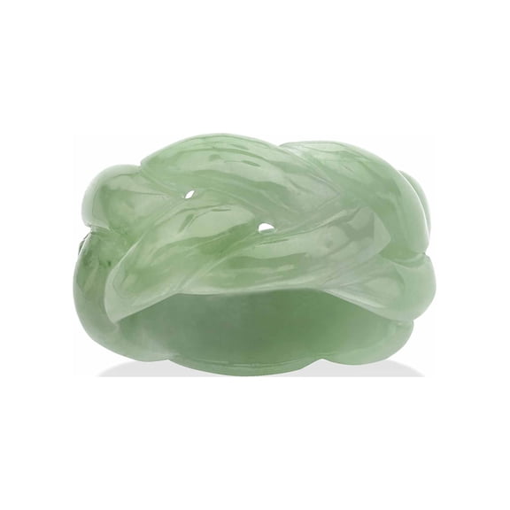 PalmBeach Jewelry Genuine Green Jade Braided Eternity Ring