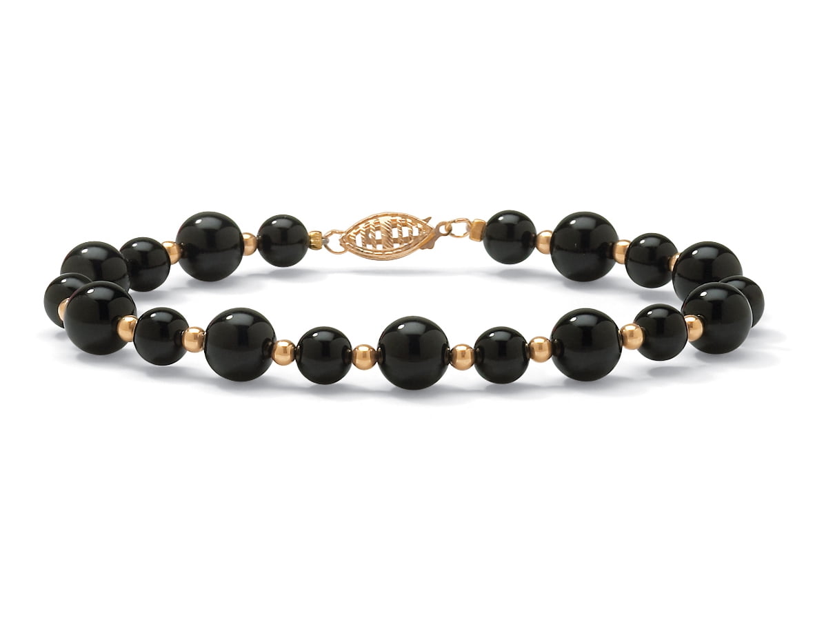 Wholesale 2pcs 10mm Black Onyx & Red Jade Round Gem Beads Bracelet 7.5