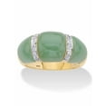thumbnail image 1 of PalmBeach Jewelry Genuine Green Jade and White Topaz Dome Ring .20 TCW in 14k Gold-plated Sterling Silver, 1 of 6