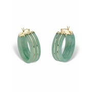 PalmBeach Jewelry Genuine Green or Black Jade Hoop Earrings in Gold Plated Sterling Silver 1.33"
